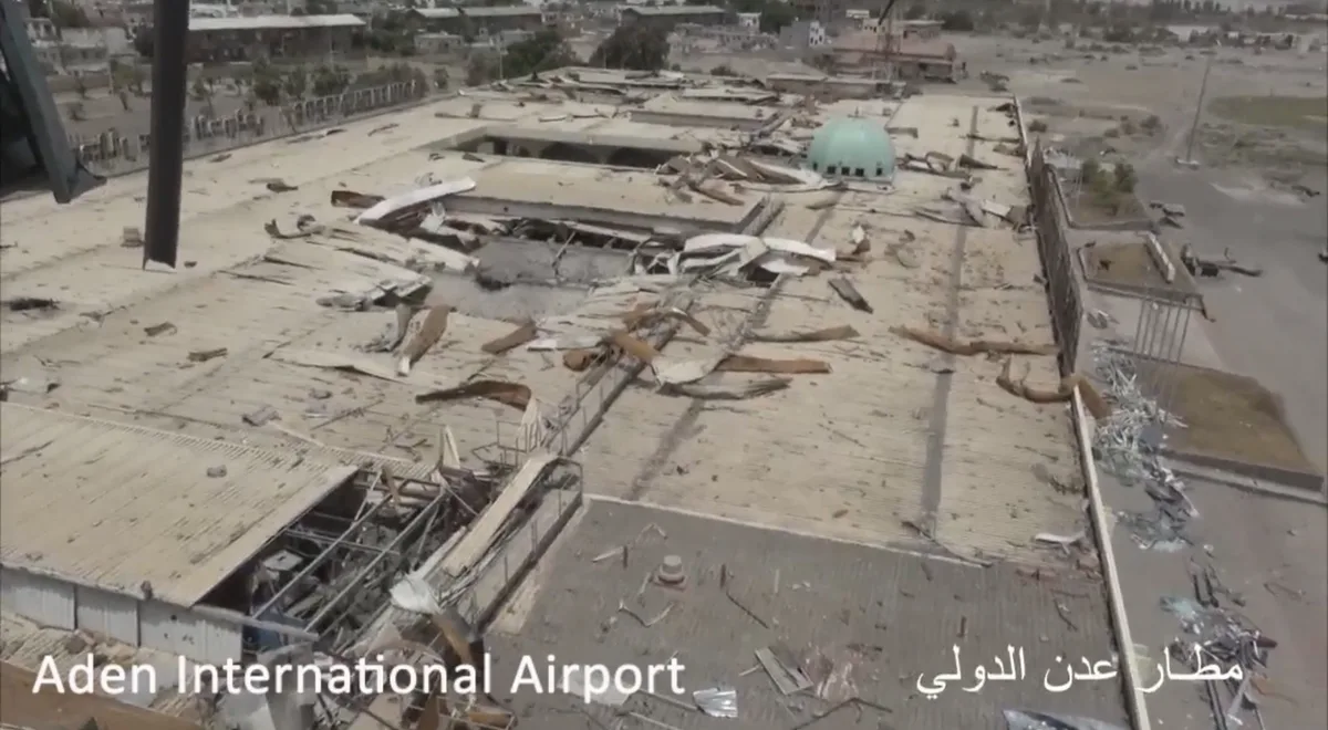 War damage at Aden International Airport in July 2017