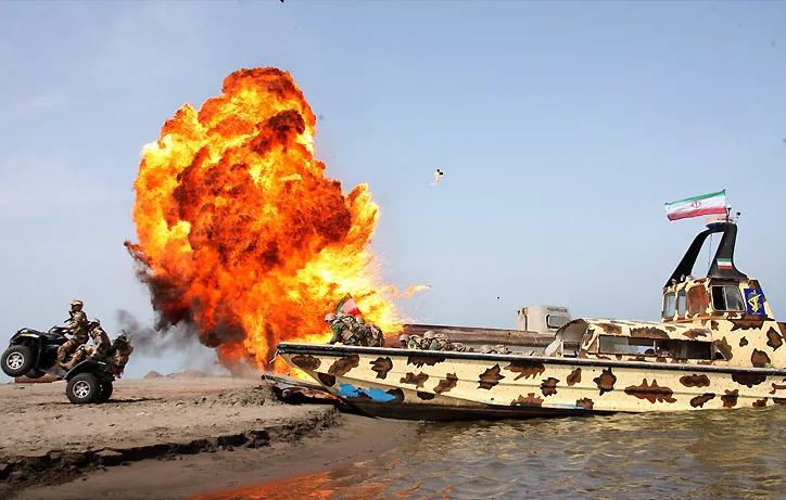 Iranian IRGC Navy vessels during a naval exercise