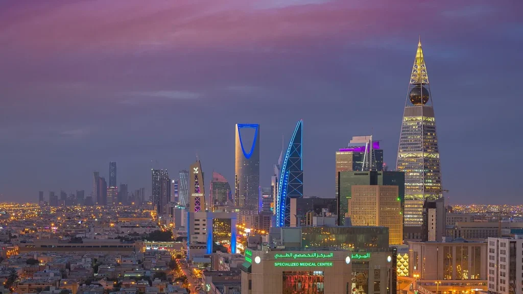 Riyadh skyline with modern towers at dusk