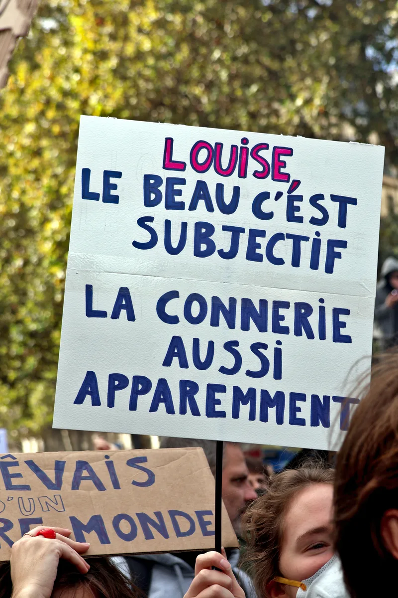 France protests today: demonstrators with protest placards during the October 17, 2026 march in Paris