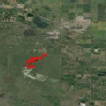 NASA FIRMS satellite map showing the Wainwright fire in Alberta, Canada
