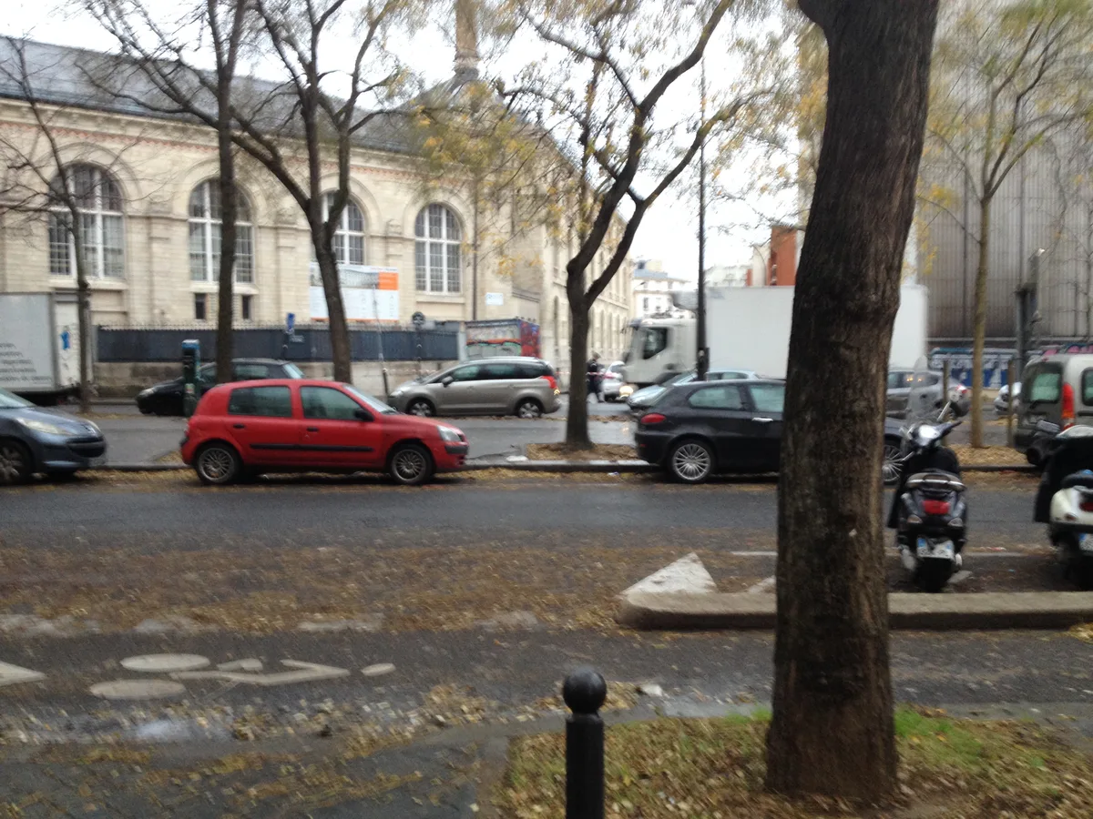 Protesters block a road in the Boulevard de Ménilmontant area of Paris