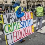 Yellow Vest protesters marching in Paris during cost-of-living demonstrations