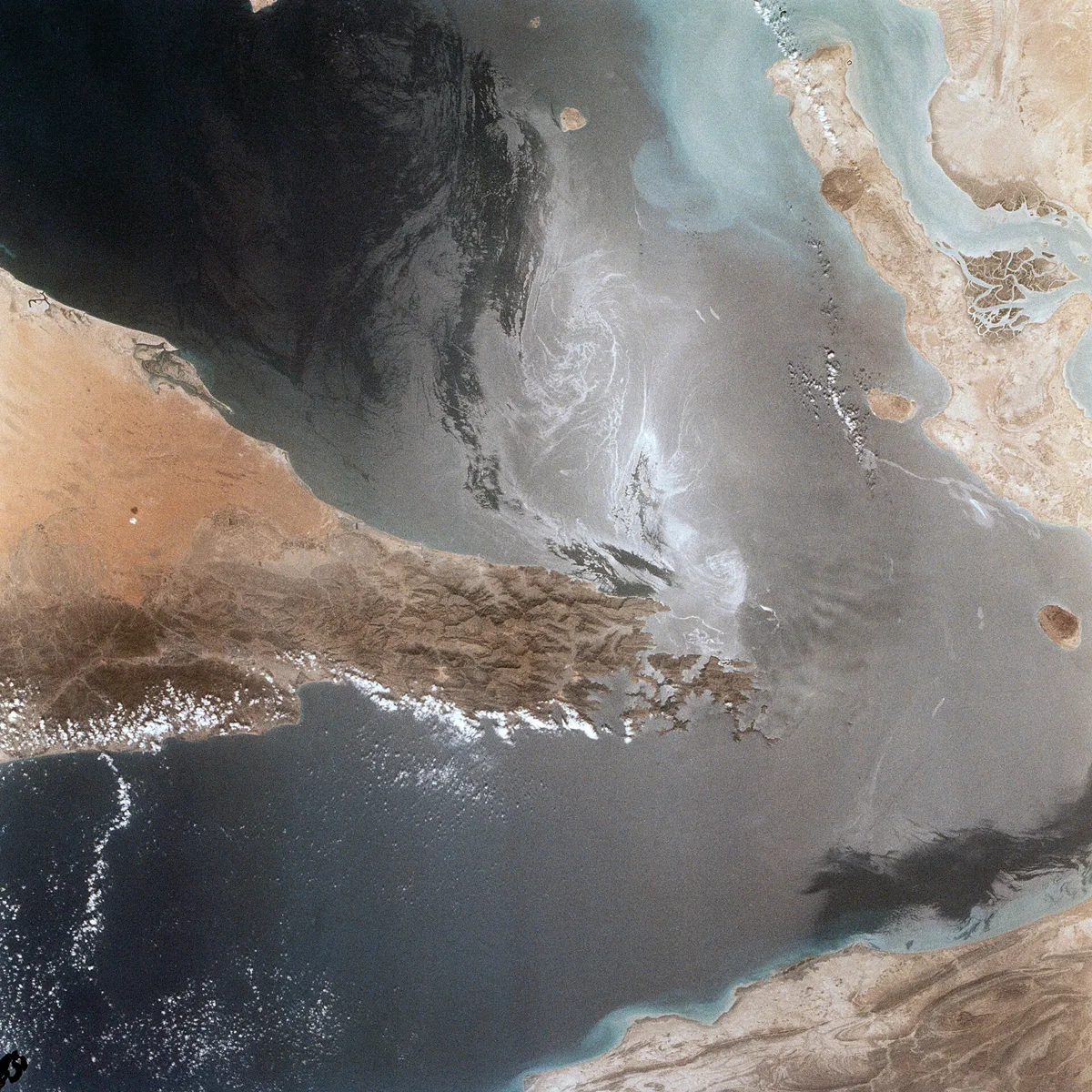 Satellite view of the Strait of Hormuz