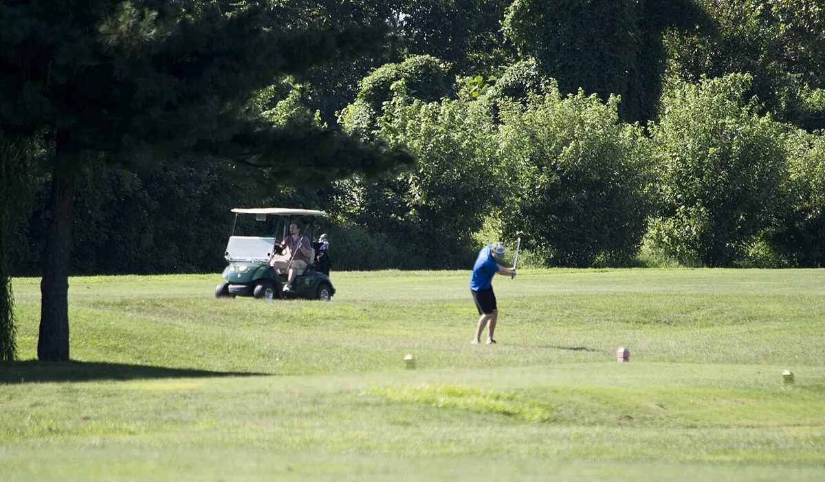 Golfers on the Red Course at East Potomac Park Golf Course in Washington, D.C.