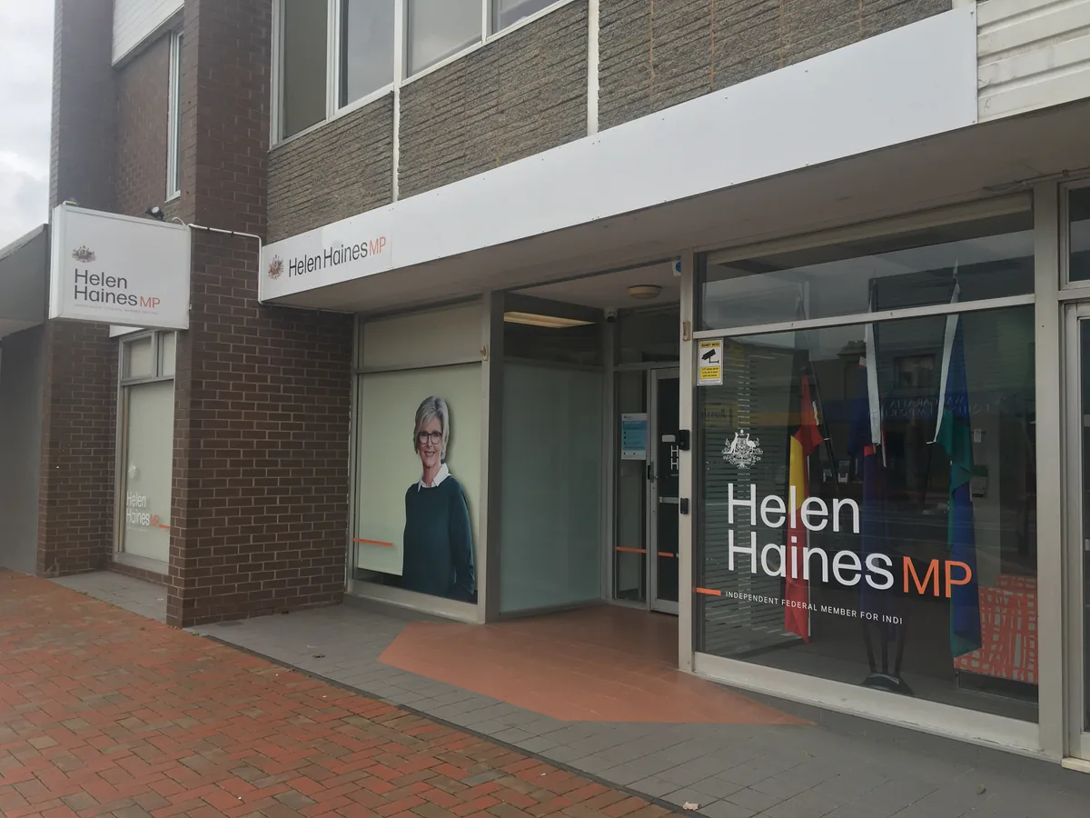 Helen Haines' electorate office in Wangaratta, Victoria - scene of the attack on the Australian MP