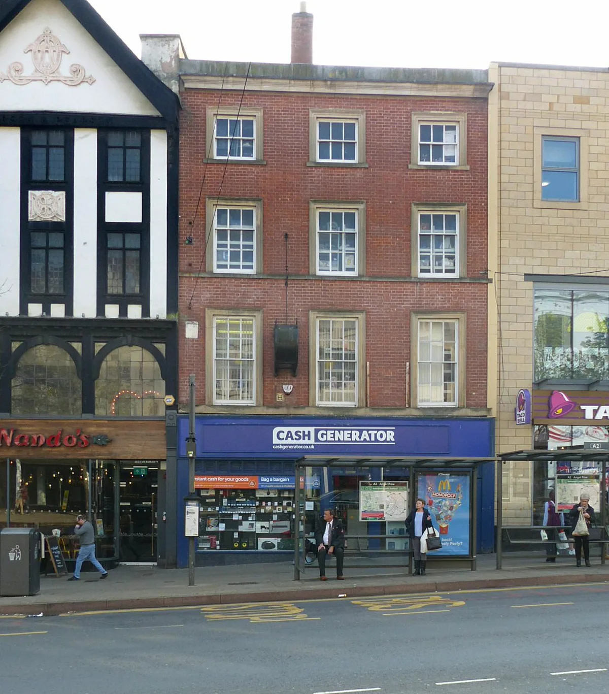 Buildings on Angel Row Nottingham near the Nottingham shooting scene