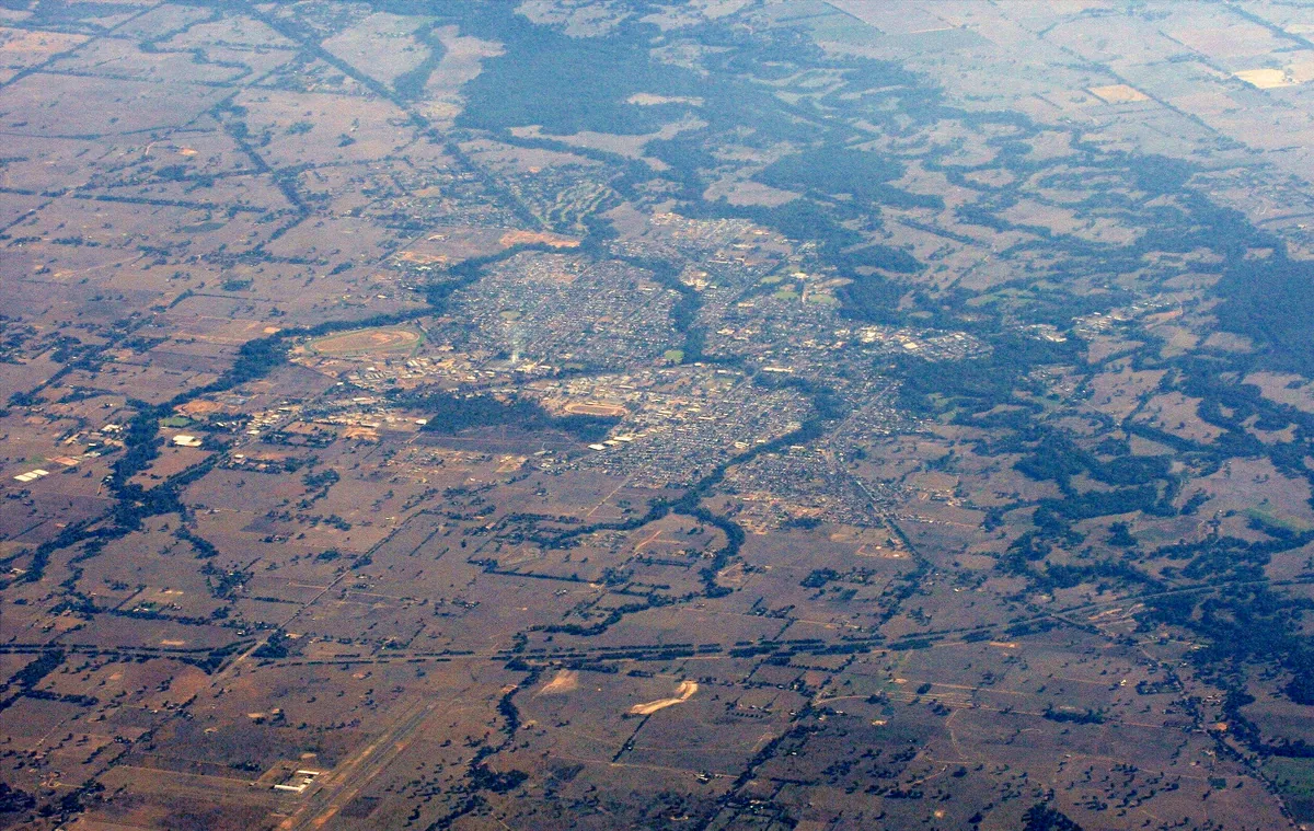 Aerial view of Wangaratta, Victoria, the regional city where Australian MP Helen Haines was attacked