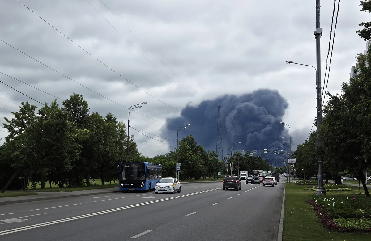 Illustrative photo of an oil refinery fire in Russia — the Saint Petersburg oil terminal was set ablaze in the overnight drone attack