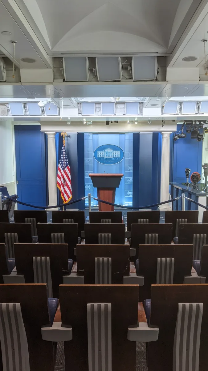 Empty White House press briefing room